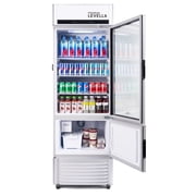 بريميوم ليفيلا PRFIM1256DX باب زجاجي واحد Merchandiser ثلاجة - فريزر مع آلة صنع الثلج الأوتوماتيكية عرض مبرد المشروبات - 12.5 قدم مكعب - فضي