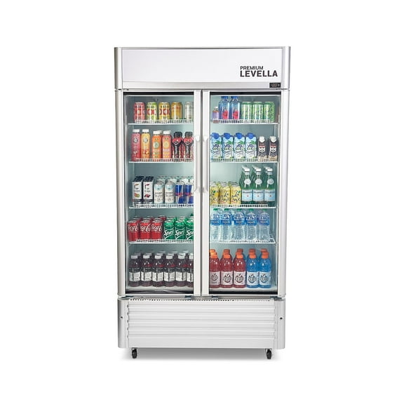 Premium Levella PRN165DX 16 cu ft Flat Front Double Door Beverage Refrigerator Silver