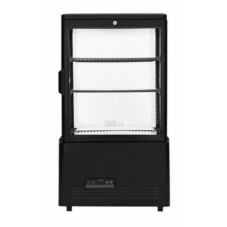 Premium Levella - 2.1 Cu. Ft. 4-Sided Glass Commercial Merchandiser Refrigerated Display Case - Black