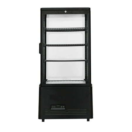 Premium Levella - 2.9 Cu. Ft. 4-Sided Glass Commercial Merchandiser Refrigerated Display Case - Black