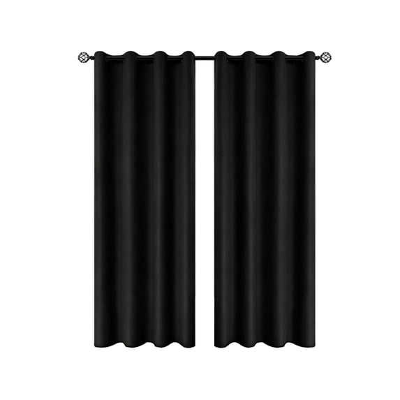 Premium Light-Blocking Polyester Curtains with Thermal Insulation, Noise Reduction & Modern Design for Bedroom & Living Room,Black