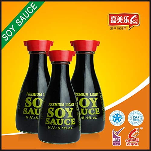 Premium Light Soy Sauce Glass Table Top 5.1 Ounce Bottle with Pour