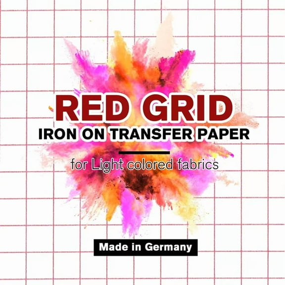 Premium Light Transfer Paper 8.5x11 100 Sheets for Inkjet & Laser Printers,Printable Iron-on Heat Transfer Paper for Light/White T-shirt, Red Grid,Stretchable & Durable, Easy to Use