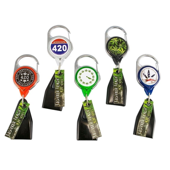 Lighter Leash – The Leaf Retractable Lighter Holder, Fits Standard BIC Lighters, 5-Pack