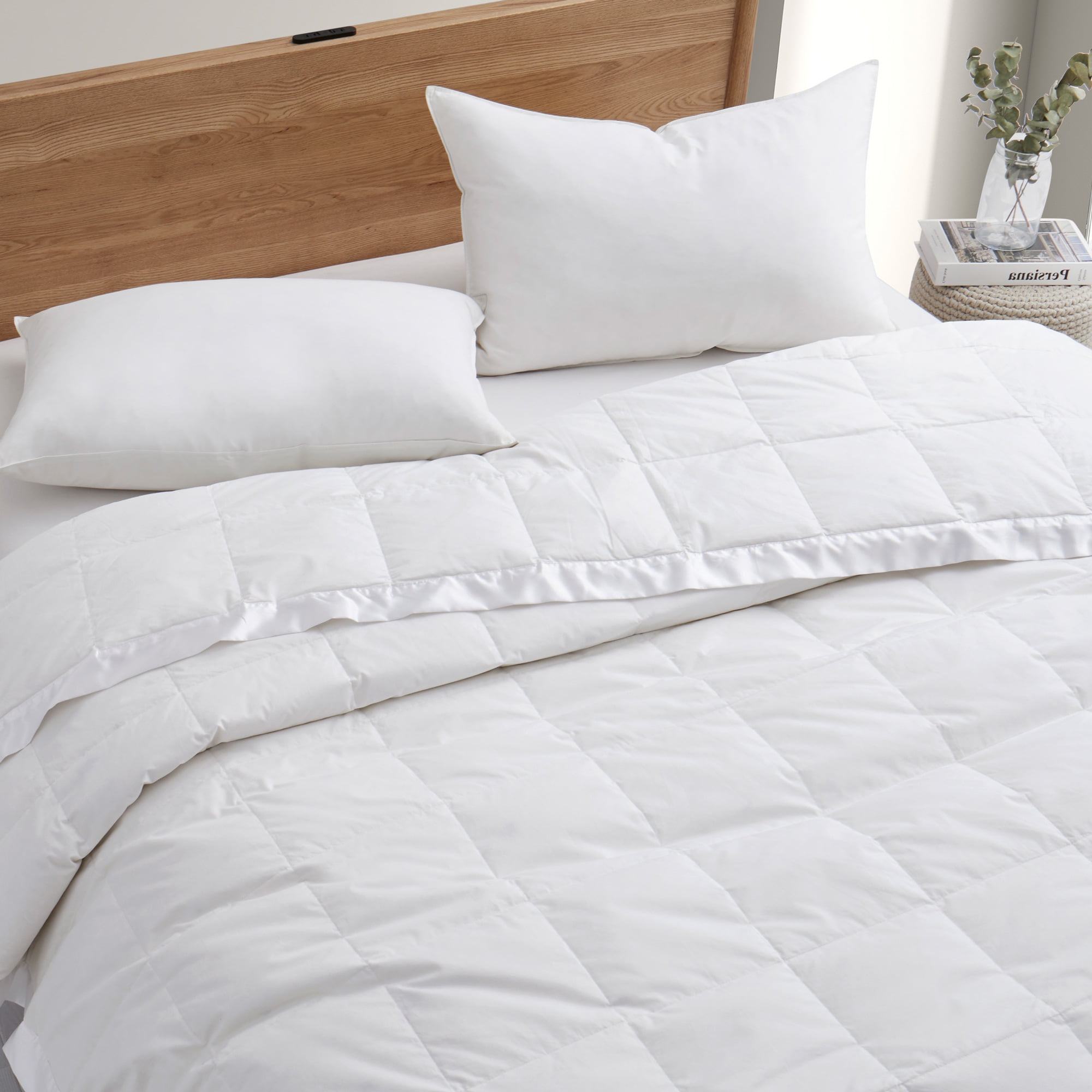 Premium Lightweight Down Blanket with Cotton Cover and Satin Weave