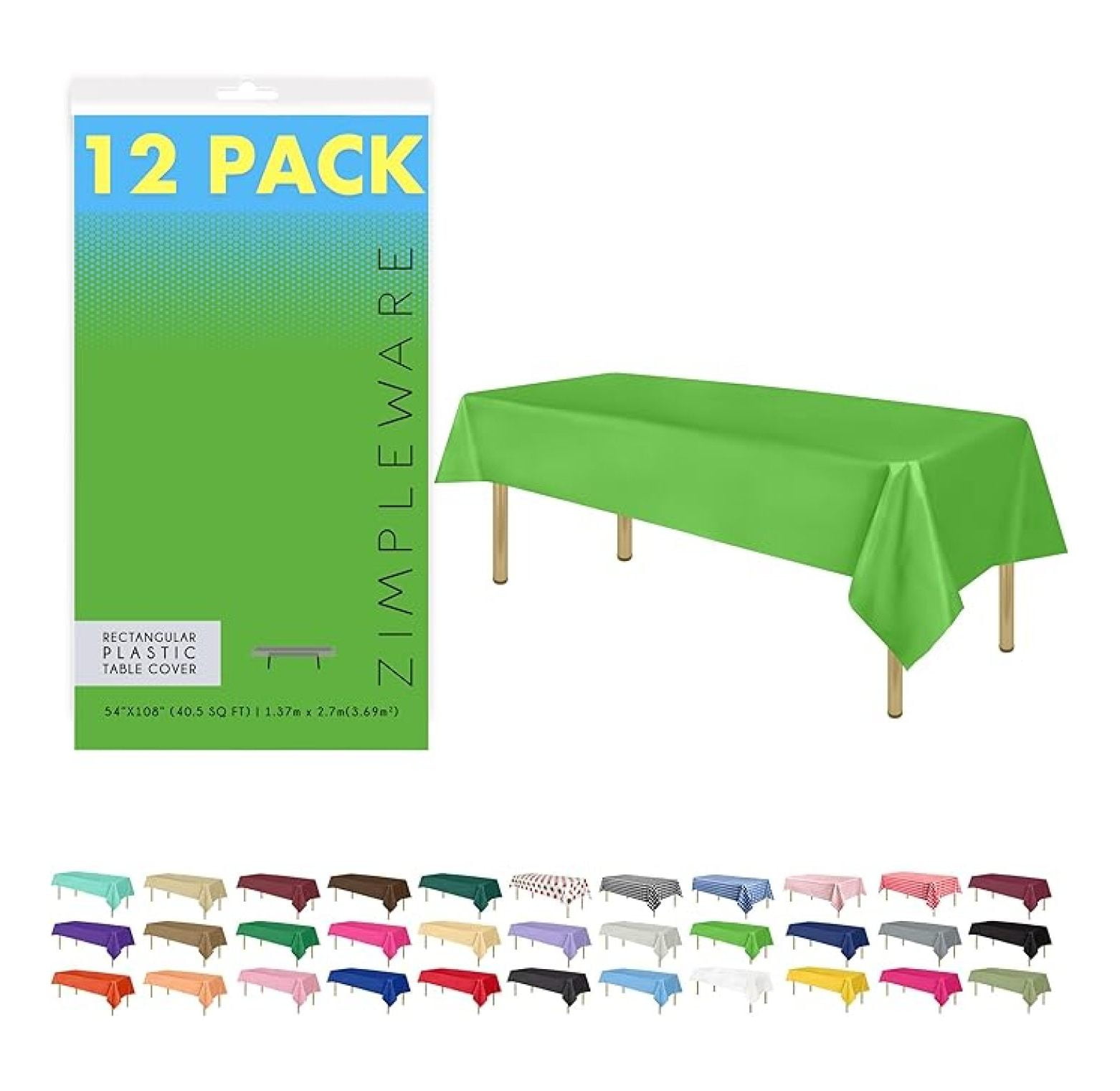 Premium Lime Green Plastic Table Cloth Disposable (12 Pk) Plastic ...