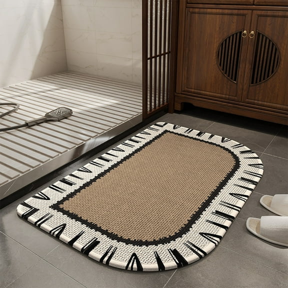 Premium Linen Bathroom Rug Non Slip Absorbent Floor Mat for Bathroom Bedroom Entryway Machine Washable Soft Durable 23.6 x 15.7 Inches