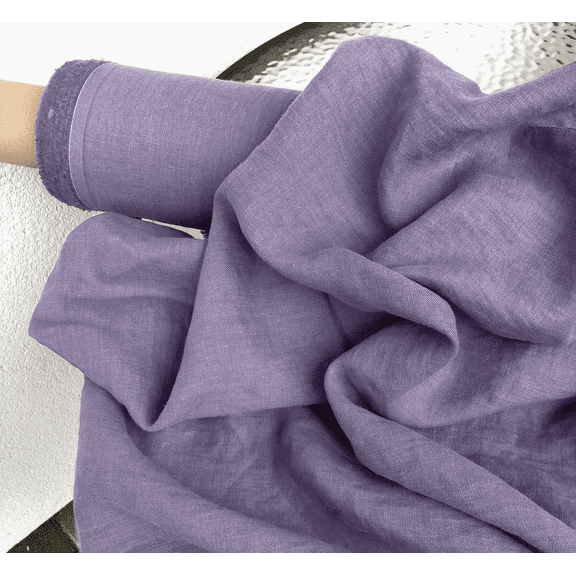 Premium Linen Fabric by the Yard – Softened Lavender Purple – 160 GSM Medium Weight, 58" Wide – Breathable Natural Textile for Apparel, Curtains, and Home Décor