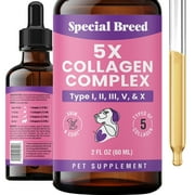 Premium Liquid Collagen For Dogs - 5x Collagen Types I, II, II, V & X - Support For Joints, Skin, Coat, Bone, Immune System & Hips - Collagen Supplement With Hyaluronic Acid - Made In USA - 2oz