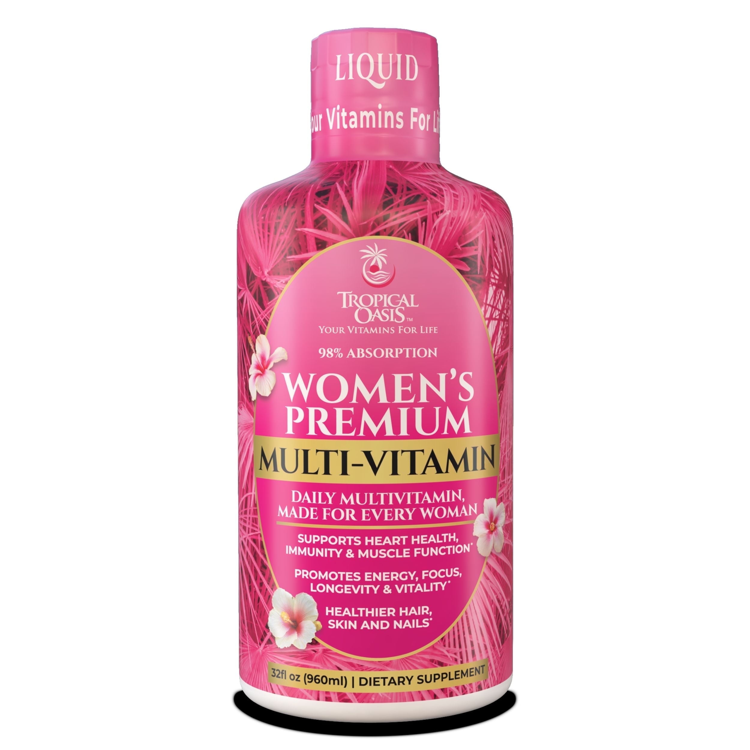 Premium Liquid Multivitamin for Women | Sugar Free Womens Multivitamin | 100+ Vitamins, Minerals & Herbs Promote Anti-Aging, Heart, Brain & Bone Health |98% Absorption Rate | Non-GMO | 32 Serv
