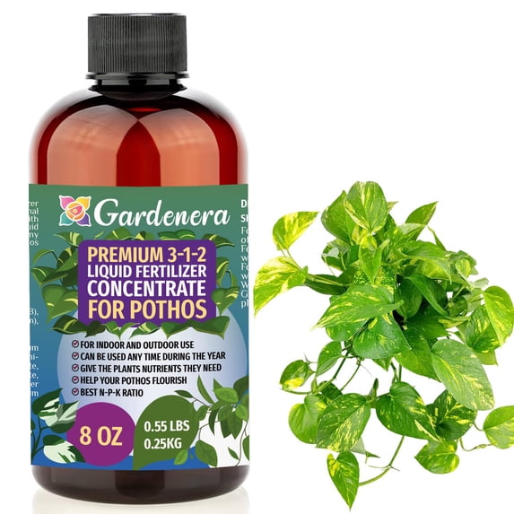 Premium Liquid POTHOS Plant Fertilizer - 3-1-2 Concentrate for Indoor Plants and Flowers by Gardenera Labs | Organic Plant Food for Pothos Plants - 8oz