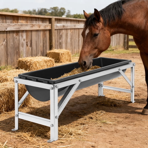 Premium Livestock Feeder, 9.25 Gal (35L) Capacity, Durable Steel & PP Construction - Rust-Resistant