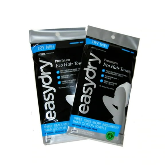 Premium Logo Hair Towels - White by Easydry for Unisex - 1 Pc Towel (Pack of 2)