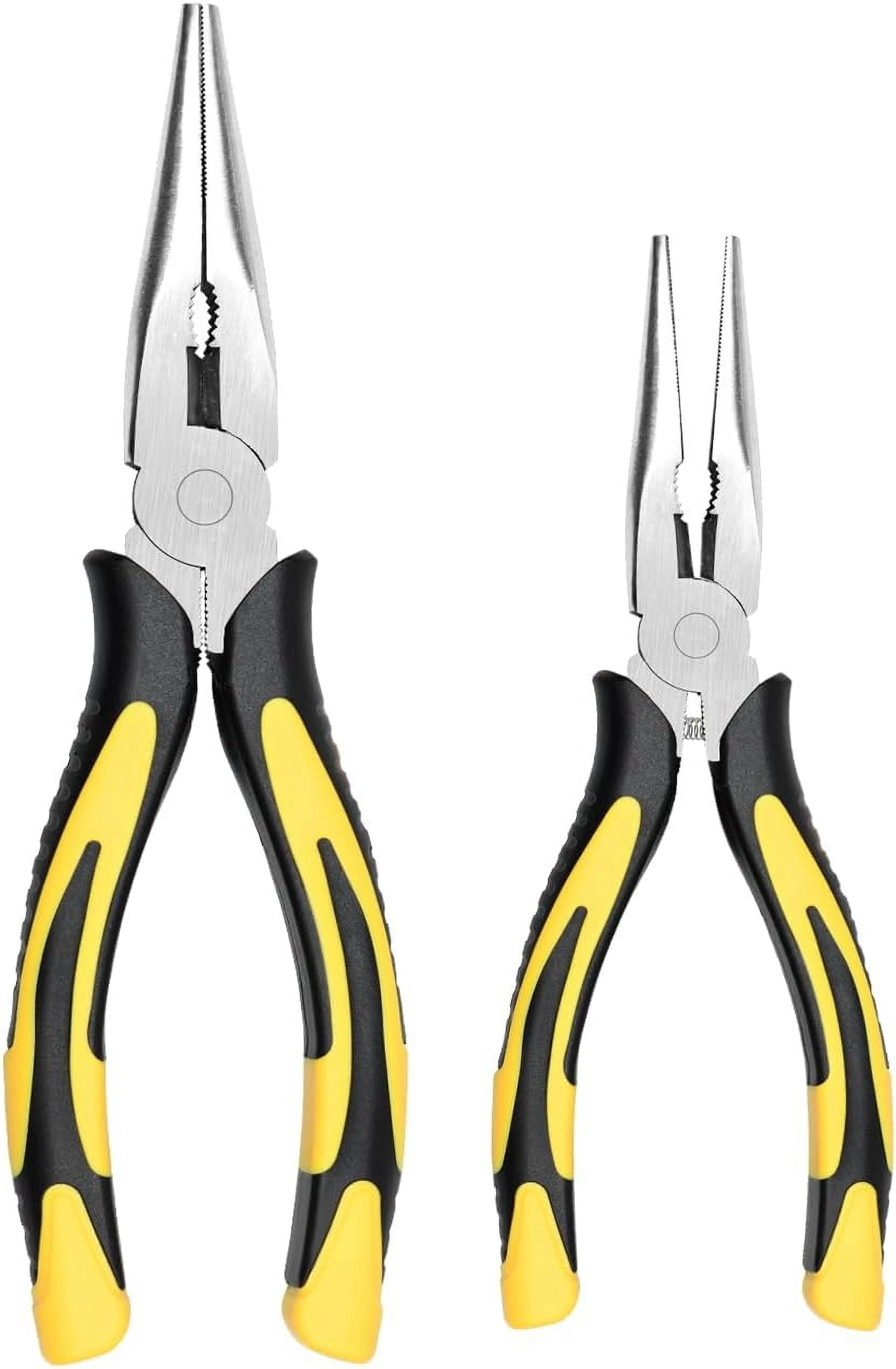 Premium Long Needle Nose Pliers, Paper Clamp Precision, High Carbon Steel, Soft Grip with Wire Cutter, Long Nose Cutting Pliers for Home, Fishing, Jewelry, Crafts
