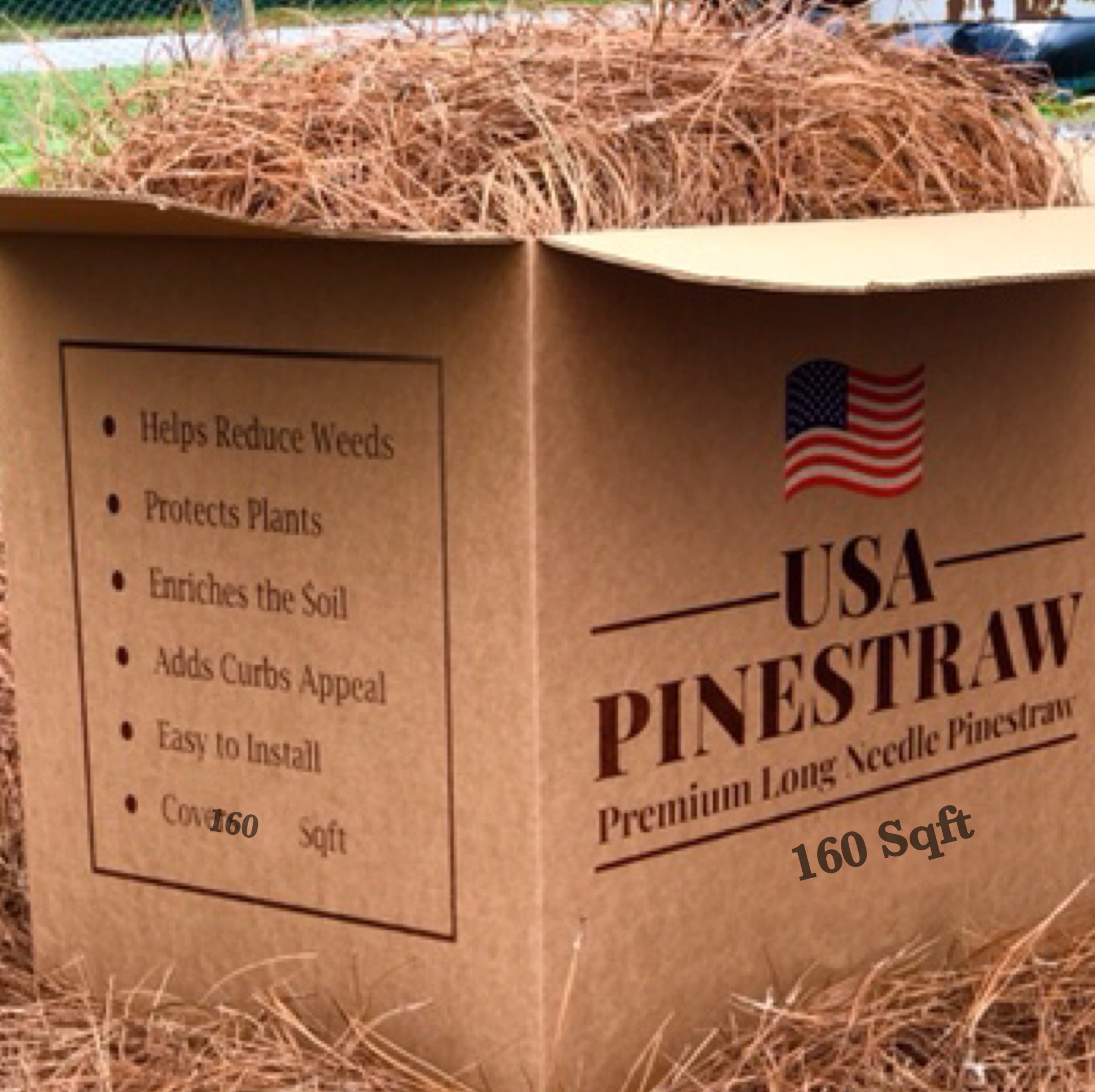 Premium Long Needle Pine Straw Mulch for Garden & Yard | 160 Sqft