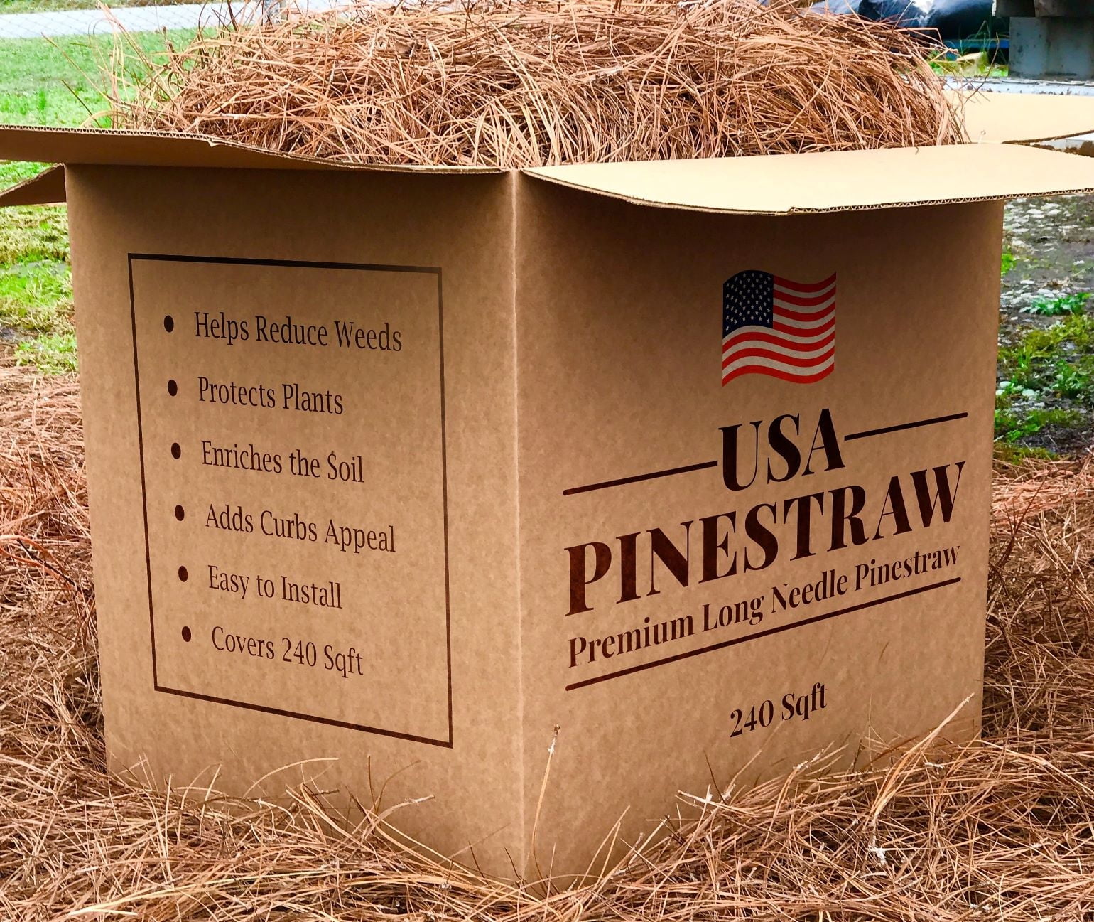 Premium Long Needle Pine Straw | Pine Needle Mulch | Covers 240 Sqft