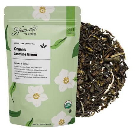 Organic Jasmine Green, Bulk Loose Leaf Green Tea, 16 Oz.