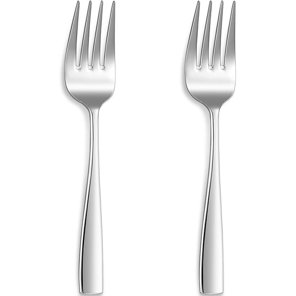 Premium Louis Table Utensils, 18/10 Stainless Steel, Squared Edge, Mirror Finish, Dishwasher Safe (Serving Forks, Set of 2)