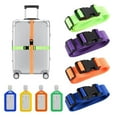 thumbnail image 1 of Premium Luggage Belt Straps with Name Tags,Adjustable Plastic Utility Buckle Packing Strap for Suitcases Travel Accessory 4Pcs, 1 of 8