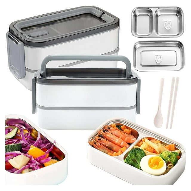 Premium Lunch Box,304 Stainless Steel Liner, 2 Compartments,Leak Proof ...