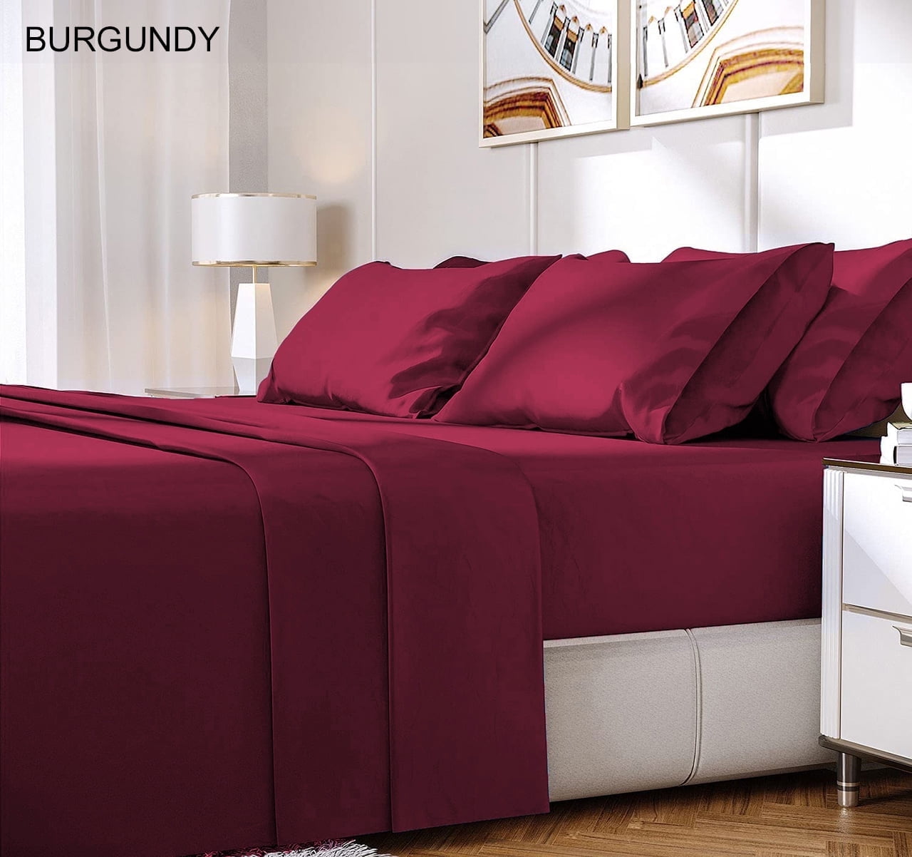 Premium Luxury 6-Piece Rayon from Bamboo Sheet Set with Deep Pockets Soft & Comfortable - 40 Colors