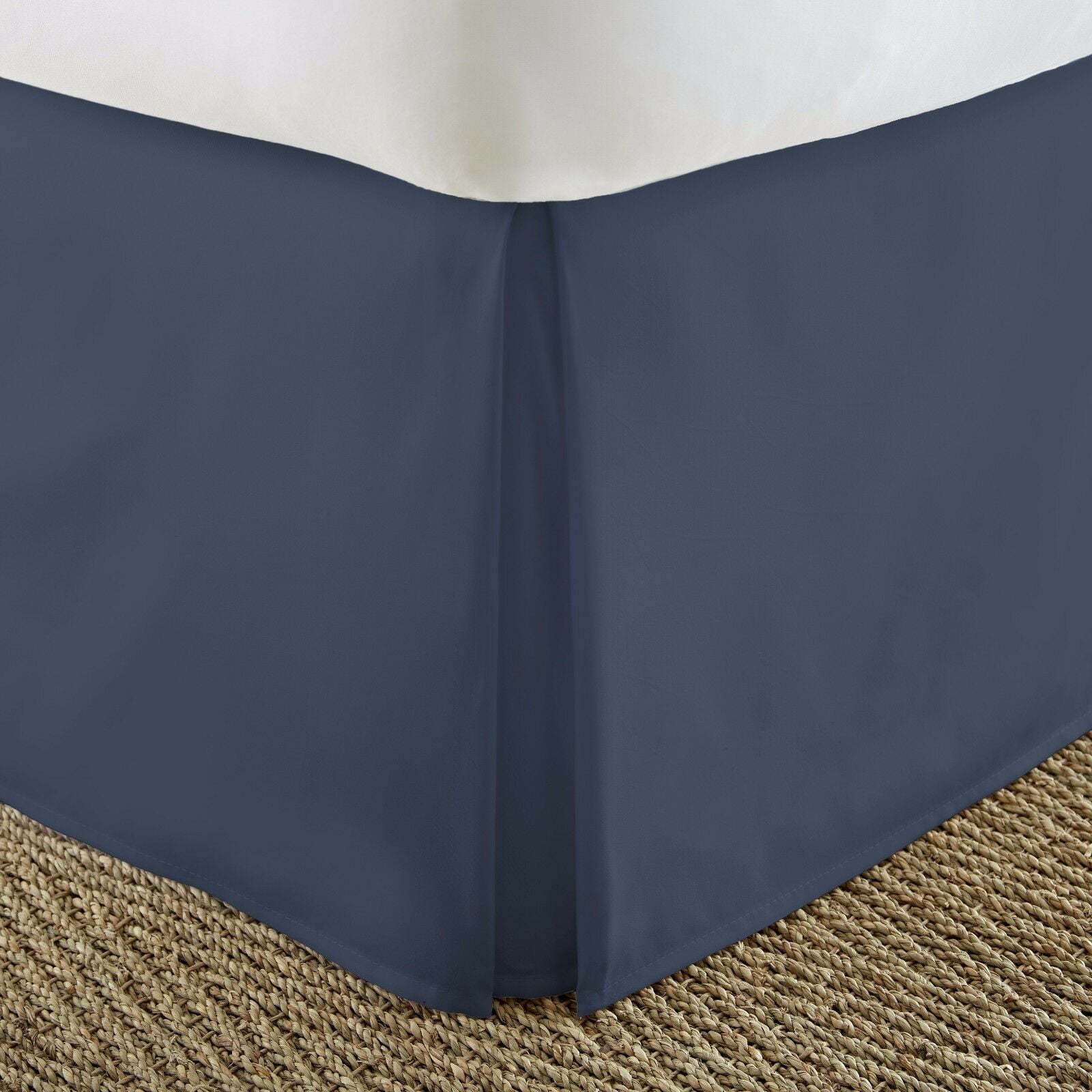 Navy and White Queen Cotton Polyester Bed Skirt