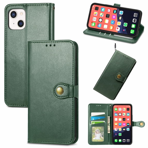 Premium Luxury Case for iPhone 15 Plus Wallet case with Credit Card Holder,Magnetic Closure Flip Book PU Leather Protective Cover with Wrist Strap Pocket Kickstand For iPhone 15 Plus, Green