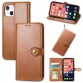 thumbnail image 1 of Premium Luxury Case for iPhone 15 Plus Wallet case with Credit Card Holder,Magnetic Closure Flip Book PU Leather Protective Cover with Wrist Strap Pocket Kickstand For iPhone 15 Plus, Brown, 1 of 9