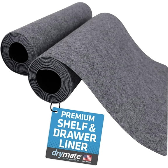 Premium Luxury Shelf & Drawer Liner, Thick Cushioned Fabric, Non-Adhesive, Absorbent, Waterproof, Slip-Resistant, Liners for Kitchen Cabinets, Cupboards (USA Made)(12x59)(2-Pack)(Light Grey)