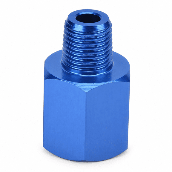 Premium M12 Female to 1/8 NPT Male Hose End Adapter Fitting for Accurate Oil Pressure Gauge Sensor Port Conversion - Durable Blue Aluminum Alloy Construction (1.97 inches / 5 cm) Universal Fit