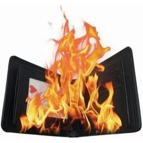 Premium Magic Wallet Fire Prop for Magicians, PU Leather Flame Wallet for Stage and Street Magic Shows, Novelty Trick Wallet for Adult Magicians and Magic Enthusiasts