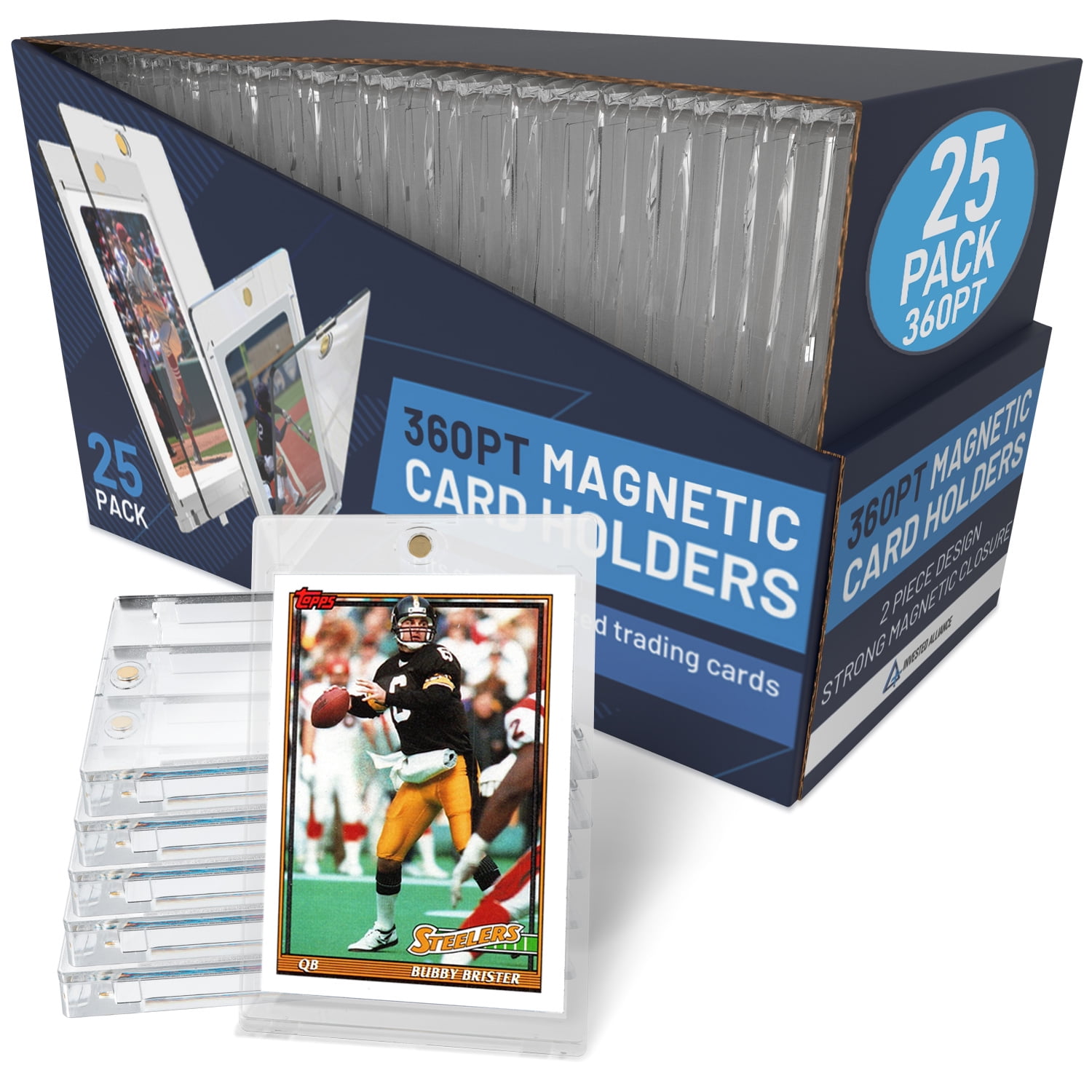 One Touch Card Cases 20-Pack Magnetic Card Holders - 360PT One Touch Cases For Thick Sports & Trading Cards | UV Protection Display One Touch Card Holder One Touch Card Cases 20-Pack Magnetic Card Holders - 360PT One Touch Cases For Thick Sports & Trading Cards | UV Protection Display One Touch Card Holder