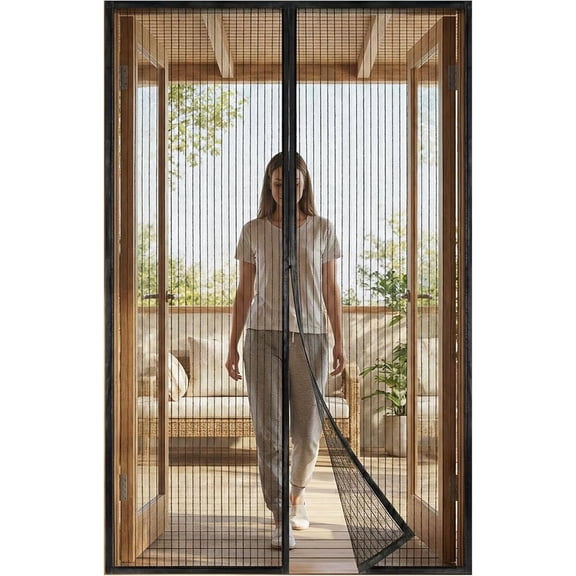 Premium Magnetic Screen Door, Heavy-Duty Reinforced Mesh, Ultra-Dense Weave, Smooth Auto-Close, Pets & Kids Hands-Free, No-Gap Seal