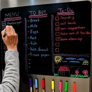 HMMAGNETS Magnetic Wall Board, Large Black Dry Erase Board for Fridge with Neon Markers, 17.5"x13.5"