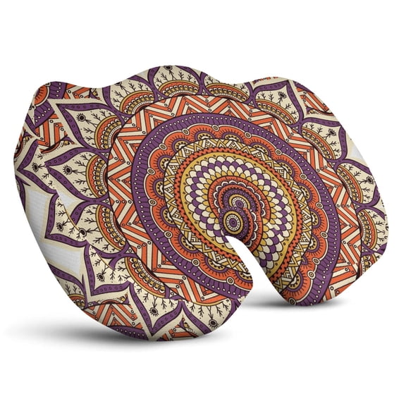 Premium Mandala Pattern Memory Foam Seat Cushion Ergonomic Chair Pad for Office Chair, Car, Airplane & Bleachers Sciatica, Tailbone Hip & Back Pain Relief - Chair Cushion for Long Office Workers.