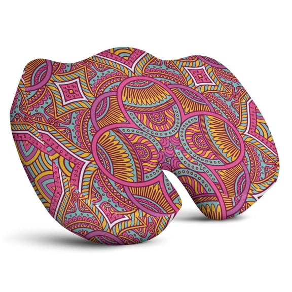 Premium Mandala Pattern Memory Foam Seat Cushion Ergonomic Chair Pad for Office Chair, Car, Airplane & Bleachers Sciatica, Tailbone Hip & Back Pain Relief - Chair Cushion for Long Office Workers.