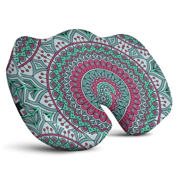 Premium Mandala Pattern Memory Foam Seat Cushion Ergonomic Chair Pad for Office Chair, Car, Airplane & Bleachers Sciatica, Tailbone Hip & Back Pain Relief - Chair Cushion for Long Office Workers.