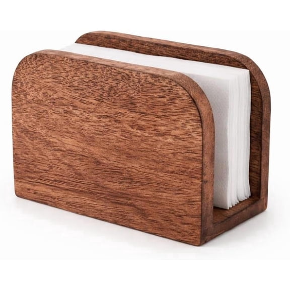 Premium Mango Wood Napkin Holder for Table, Rustic Wooden Upright Paper Napkin Stand Tissue Organizer Storage Dispenser for Kitchen Dining Room Party Cafe & Home Decor, 5.5 x 2.5 x 4 IN