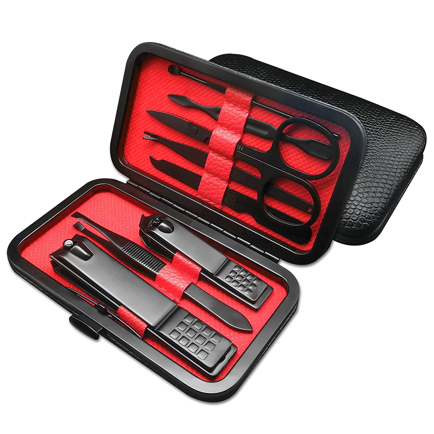 Premium Manicure Set, Nail Clippers, Professional Grooming Gift Kit, Pedicure Kit, Stainless Steel Facial, Cuticle, Nail Care Tools with Luxurious Portable Travel Case, for Men & Women