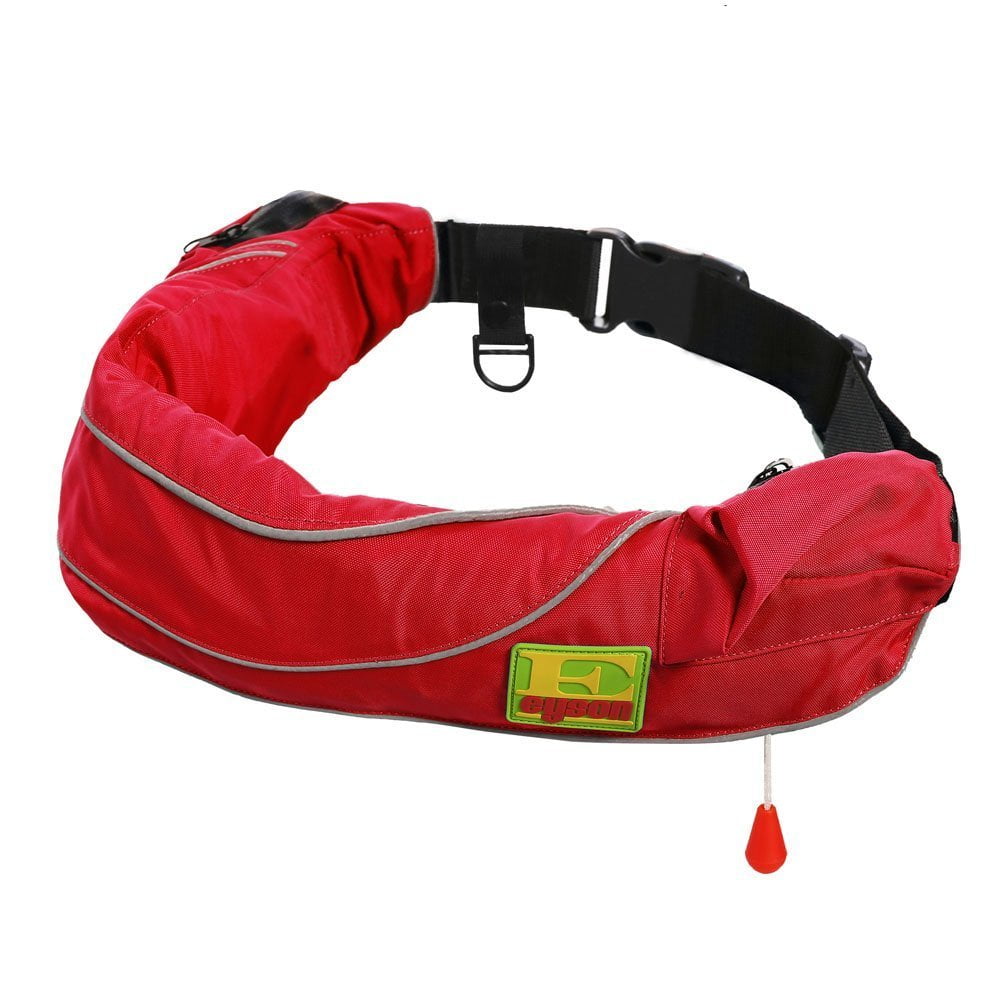 Premium Manual Inflatable Belt Pack PFD Waist Inflate Life Jacket with Zippered Storage Pocket for Adult Gray Color Walmart