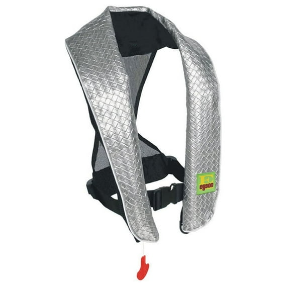 Premium Manual Inflatable Life Jacket Lifejacket Floating Life Vest Slim Inflate Survival Aid Lifesaving PFD Deluxe Leather NEW Silver Color