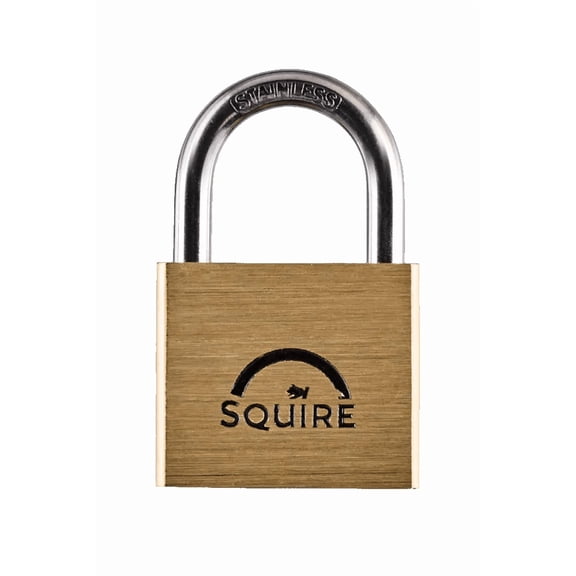 Squire 40mm Solid Brass Padlock – Stainless Shackle, 2 Keys, Weatherproof