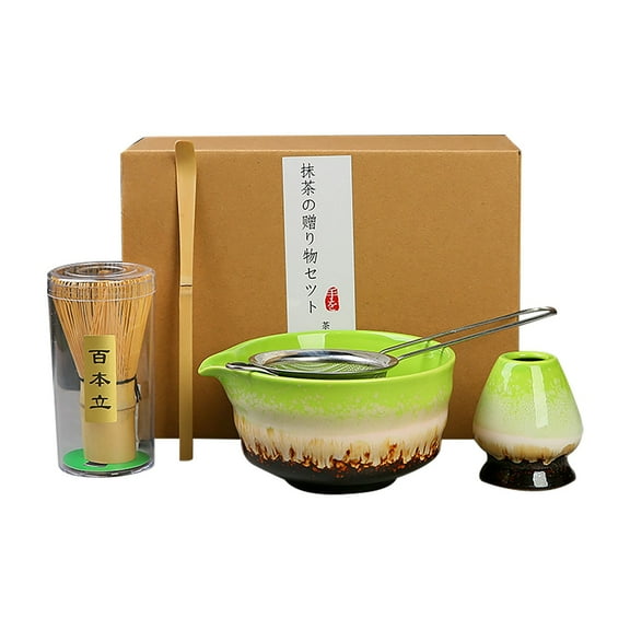 Premium Matcha Tea Set With Whisk Ceramic Bowl & Holder – Matcha Making Kit For Traditional Japanese for Home & Kitchen
