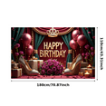 thumbnail image 1 of Premium Material Happy Birthday Banner Decorative Design Elegant Style Floral Arrangement for Birthday Party Wedding Celebration Indoor Decoration, 1 of 7