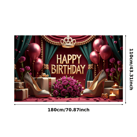 Premium Material Happy Birthday Banner Decorative Design Elegant Style Floral Arrangement for Birthday Party Wedding Celebration Indoor Decoration