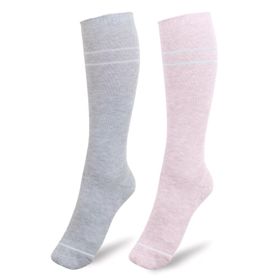 Kindred Bravely Maternity Compression Socks 2-Pack | Graduated Compression Socks for Circulation Pregnancy Travel (Pink & Grey Heather, Small)