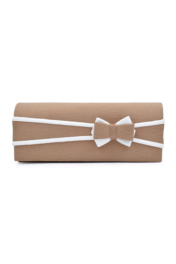 Premium Matte 2-Tone Bow Front Flap Clutch Evening Bag