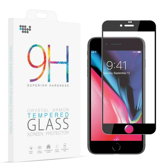 Premium Matte Finish Anti-gloss Anti-glare Fingerprint Resistant Tempered Glass Screen Protector For Iphone 8 7 Bubble Free Adhesive - Black