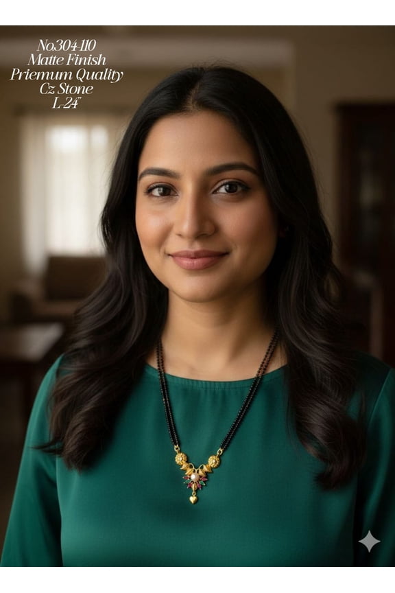 Premium Matte Finish Mangalsutra with CZ Stone Traditional & Elegant Design Wedding Wear Gift For Womens