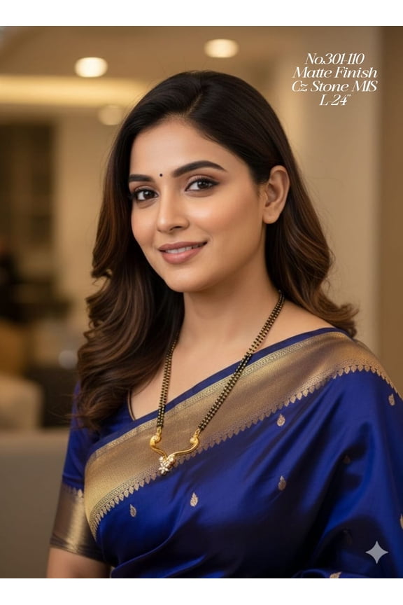 Premium Matte Finish Mangalsutra with CZ Stone | Traditional & Elegant Design necklace Wedding Wear Gift